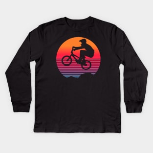 Retro BMX Rider Kids Long Sleeve T-Shirt